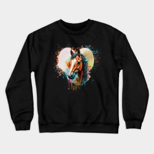 Horse Lover Paint Splatter Graphic Art Crewneck Sweatshirt